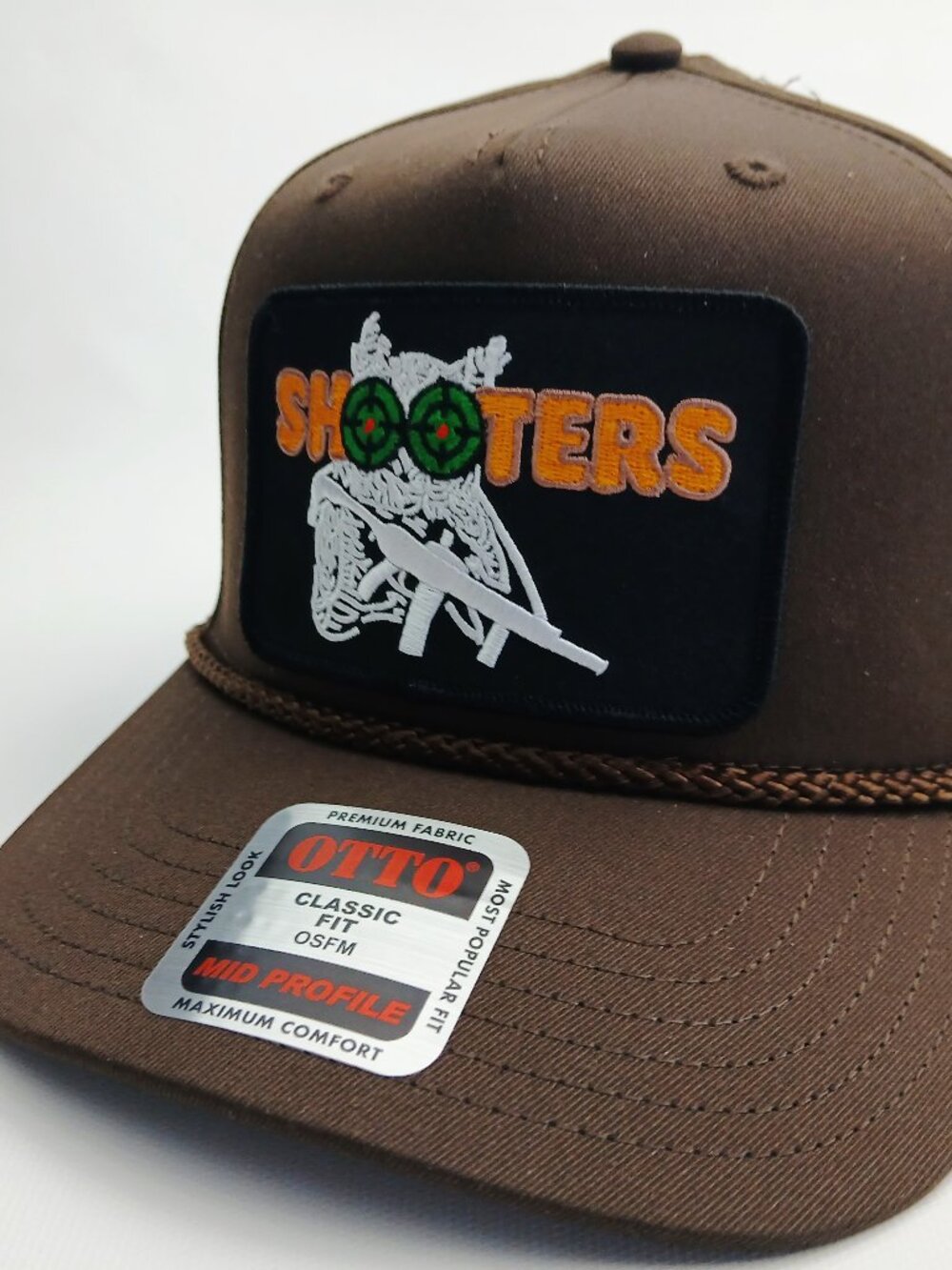 Brown Mid Profile With Rope Otto Shooters Patch Snapback Hat Cap